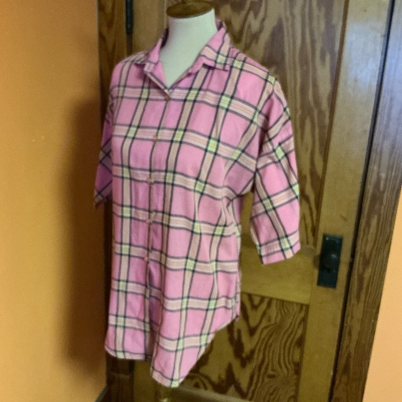 3 for 20 $ bundle Vintage 60s pink plaid housewife oversized shirt - Picture 7 of 9